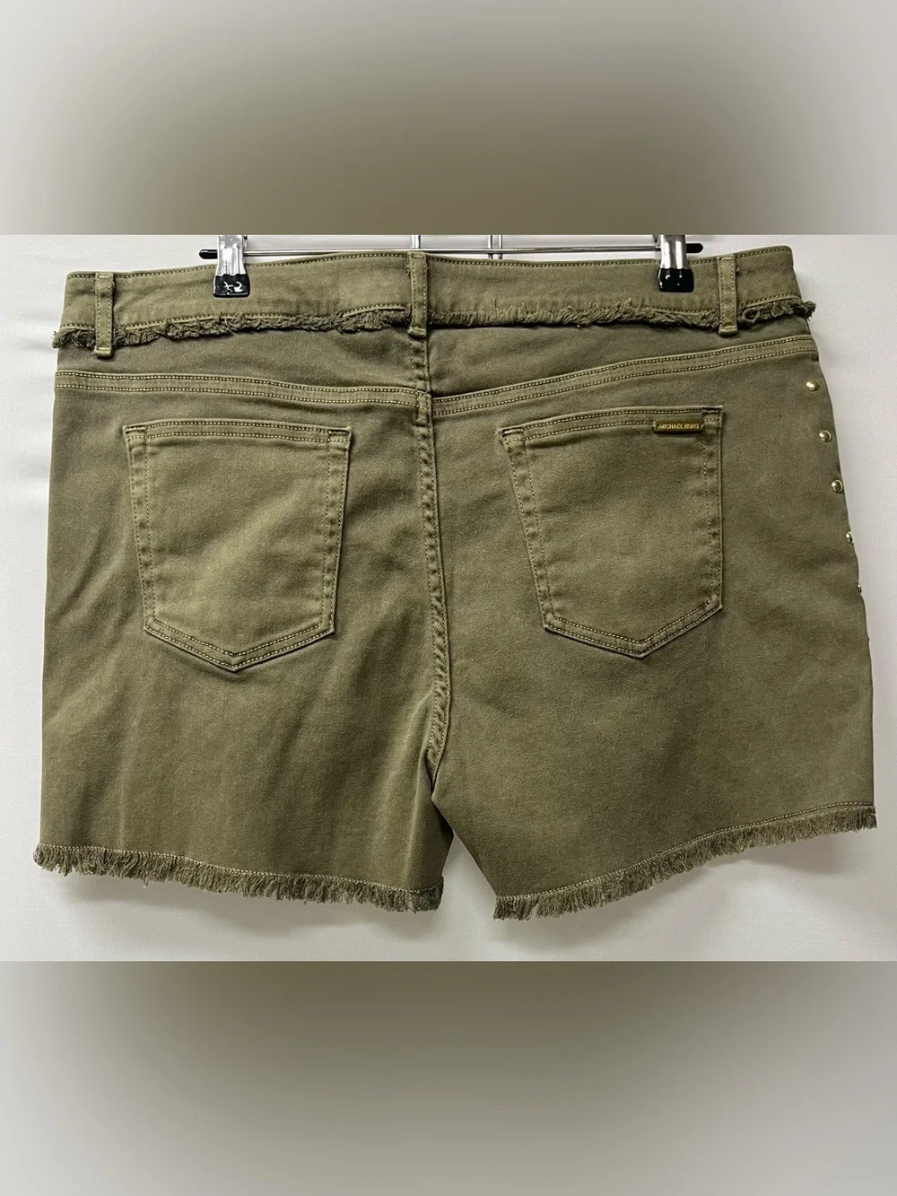 Brand New-Michael Kors Safari Green Basics Frayed Hem Jean Shorts